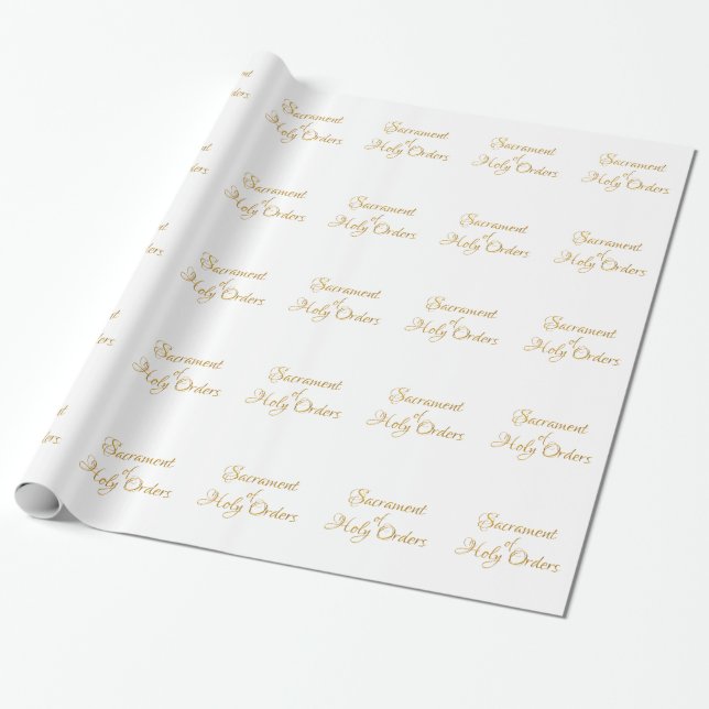 Sacrament of Holy Orders Golden 3D Look Wrapping Paper (Unrolled)