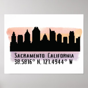 Sacramento CA City Skyline   Poster