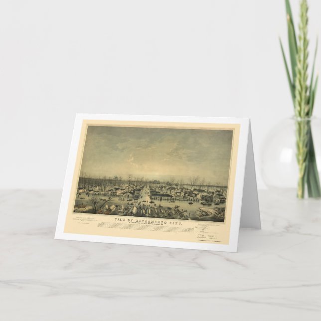 Sacramento, CA Panoramic Map - 1850 Card (Front)
