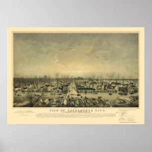 Sacramento, CA Panoramic Map - 1850 Poster