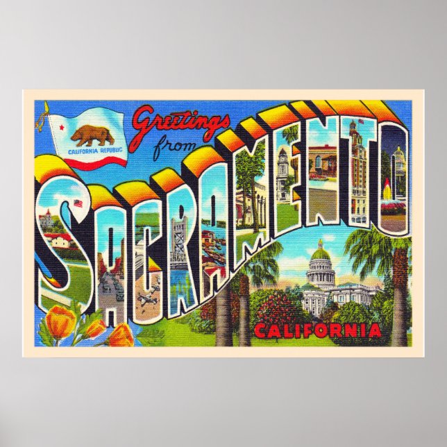 Sacramento California CA Large Letter Postcard Poster (Front)