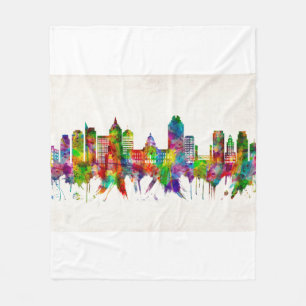 Sacramento California Skyline Fleece Blanket