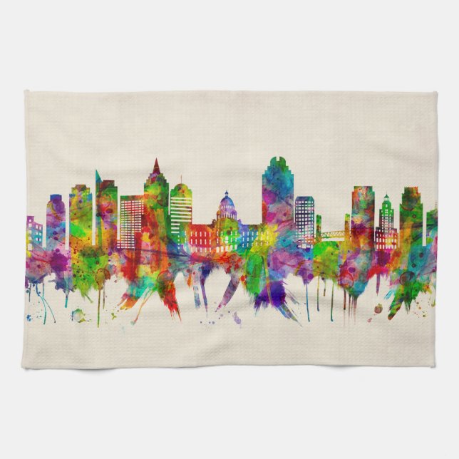 Sacramento California Skyline Tea Towel (Horizontal)