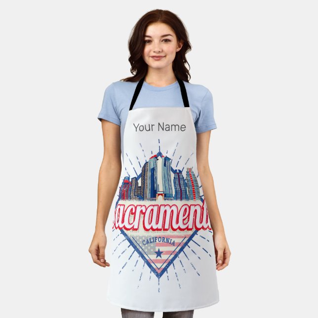 Sacramento California United States Skyline USA Apron (Worn)