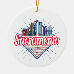 Sacramento California United States Skyline USA Ceramic Ornament