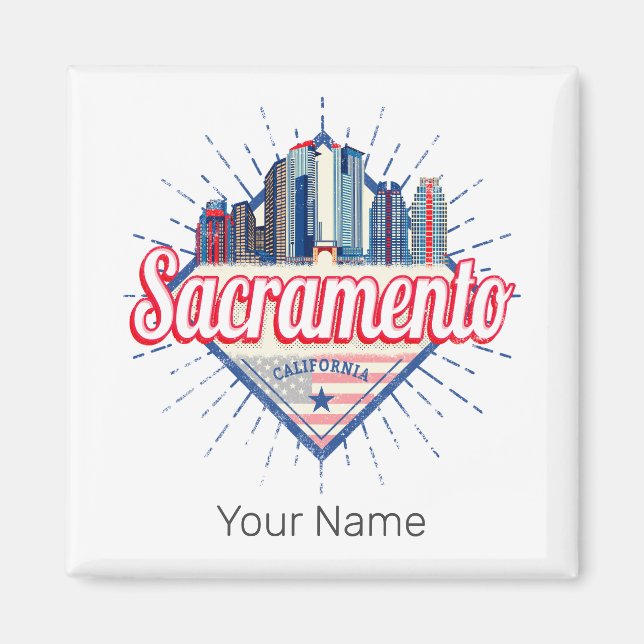 Sacramento California United States Skyline USA Magnet (Front)