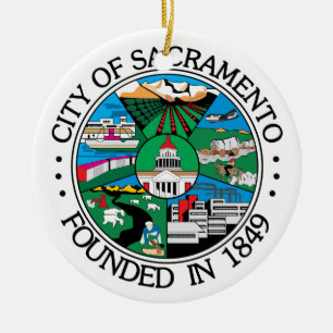 Sacramento city seal ceramic tree decoration