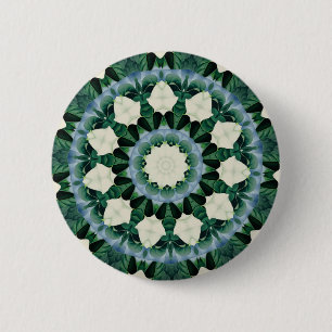 Sacramento Green and Cerulean Blue Mandala 6 Cm Round Badge