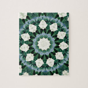 Sacramento Green and Cerulean Blue Mandala Jigsaw Puzzle