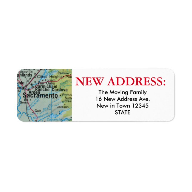 Sacramento New Address Label Return Address Label (Front)