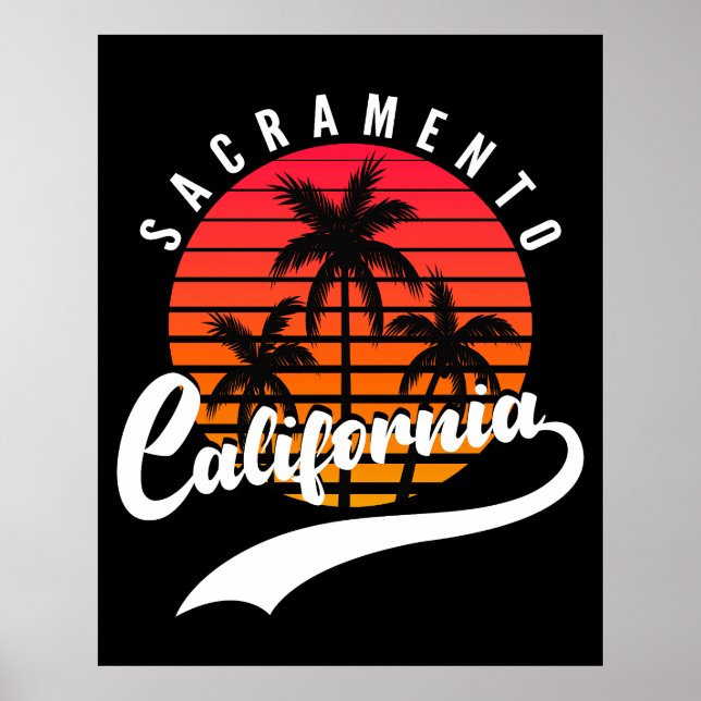 Sacramento Retro Sunset Poster (Front)