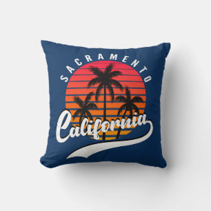 Sacramento Retro Sunset Throw Pillow