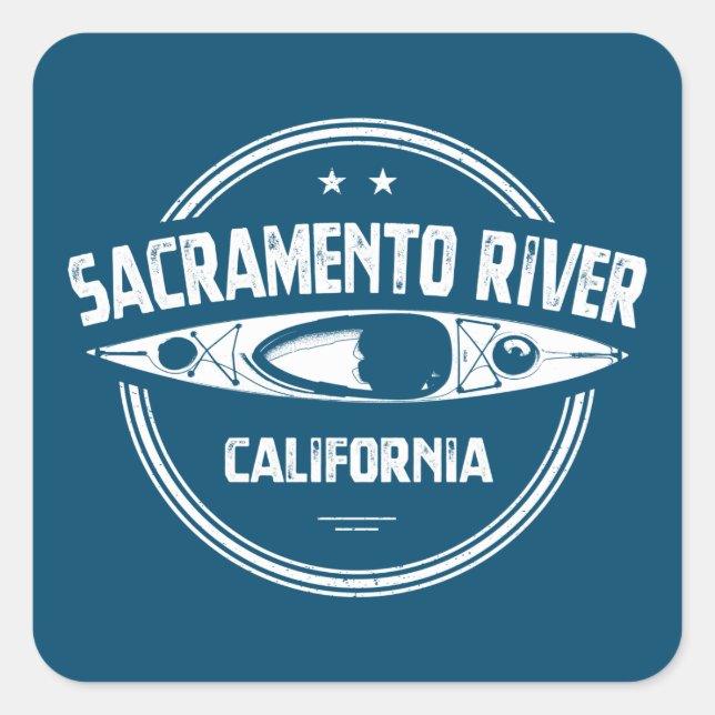 Sacramento River California Kayaking Square Sticker (Front)