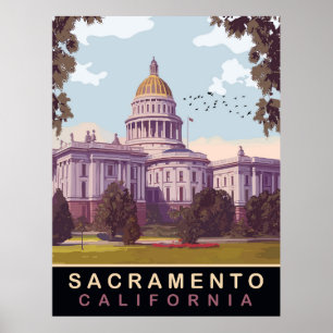  Sacramento, State Capital, California, Travel Poster