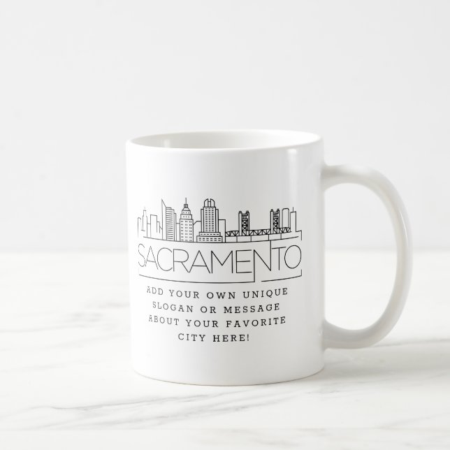 Sacramento Stylised Skyline | Custom Slogan Coffee Mug (Right)