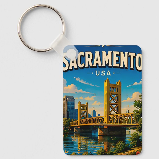 Sacramento Tower Bridge Riverfront  Key Ring (Front)