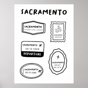 Sacramento - Travel Stamp Collection Minimalist Poster