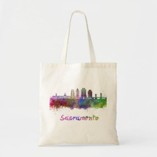 Sacramento V2 skyline in watercolor Tote Bag