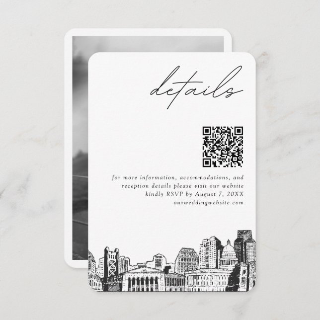 Sacramento Wedding Details QR Code Small Enclosure Card (Front/Back)