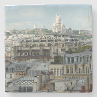 Sacre Coeur across Paris Rooftops Stone Coaster