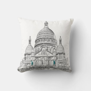 Sacre Coeur Basilica on Montmartre hill, Paris Cushion