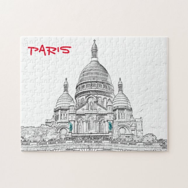 Sacre Coeur Basilica on Montmartre hill, Paris Jigsaw Puzzle (Horizontal)