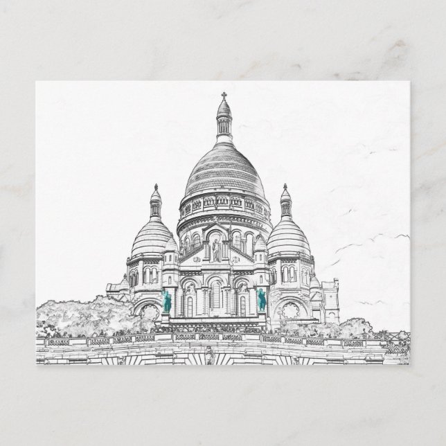 Sacre Coeur Basilica on Montmartre hill, Paris Postcard (Front)