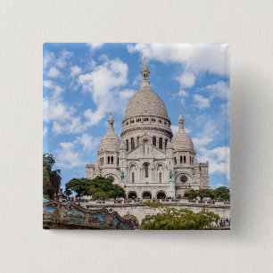 Sacre Coeur on Montmartre hill - Paris, France 15 Cm Square Badge