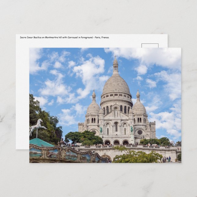 Sacre Coeur on Montmartre hill - Paris, France Postcard (Front/Back)
