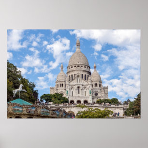Sacre Coeur on Montmartre hill - Paris, France Poster