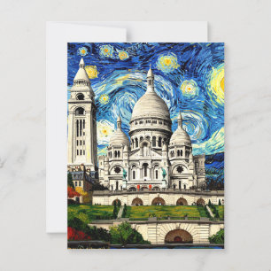 Sacre-Coeur Paris France Starry Night Postcard