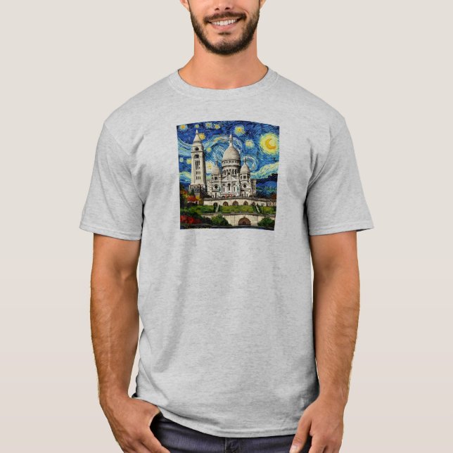 Sacre-Coeur Paris France Starry Night T-Shirt (Front)
