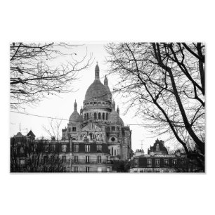 Sacre Coeur Paris Montmartre   Black and White - Photo Print