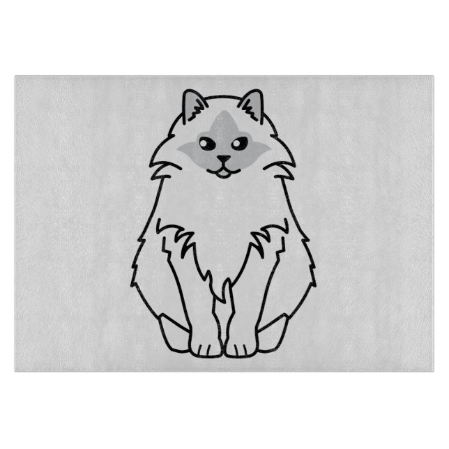 Sacred Birman Cat Cartoon Cutting Board (Front)