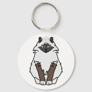 Sacred Birman Cat Cartoon Key Ring