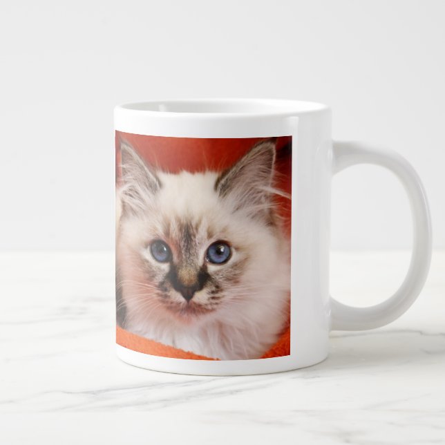 Sacred Birman Kitten Large Coffee Mug (Right)