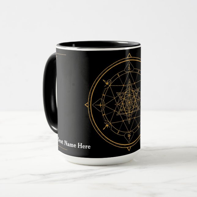 Sacred Black Geometry Coffee Mug (Front Left)