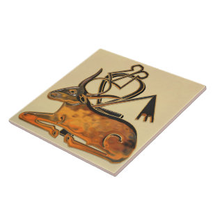 Sacred Bull Egyptian 3D 3 Ceramic Tile