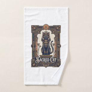 Sacred Cat Cat Ancient Egypt Vintage Vector Art Sh Hand Towel