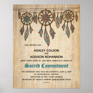 "Sacred Commitment" Boho Rustic WeddingCertificate Poster