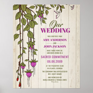 "Sacred Commitment" Boho Vine Wedding Certificate Poster