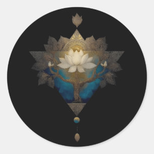 SACRED CONVERGENCE ALCHEMICAL LOTUS SYMBOL CLASSIC ROUND STICKER