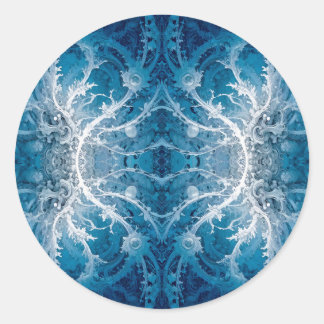 Sacred Cosmic Flow - Blue Silver Symmetry Classic Round Sticker