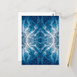 Sacred Cosmic Flow - Blue Silver Symmetry Postcard