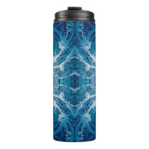 Sacred Cosmic Flow - Blue Silver Symmetry Thermal Tumbler
