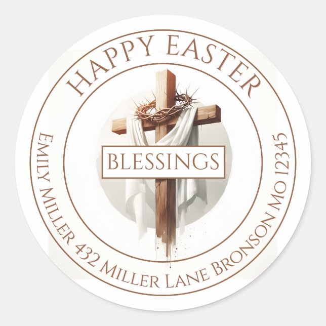 Sacred Cross Celebration Design Classic Round Sticker (Front)