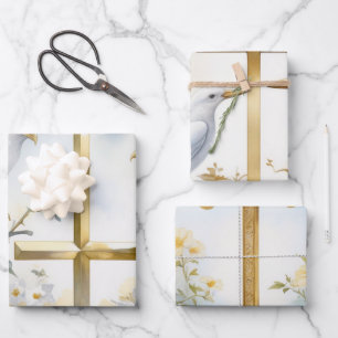 Sacred Doves & Crosses Wrapping Paper Sheet