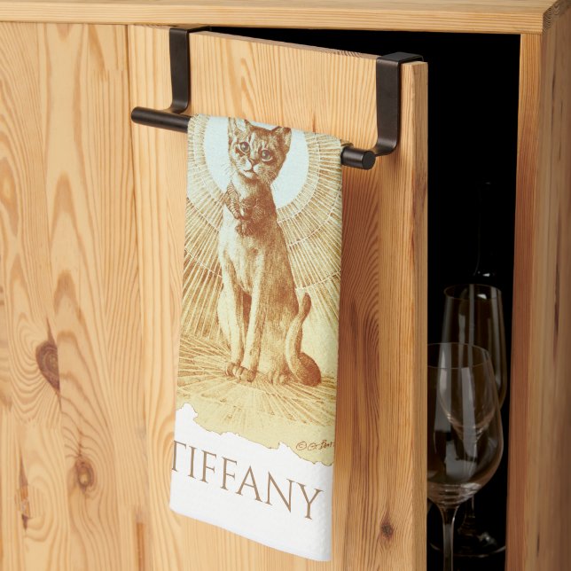 Sacred Egyptian Royal Cat Personalised  Tea Towel (Thirds Fold)