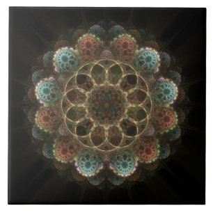 Sacred esoteric fractal ornament ceramic tile