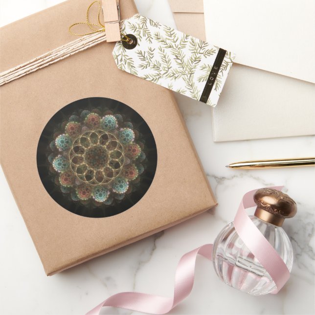 Sacred esoteric fractal ornament classic round sticker (Gifting)